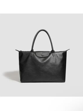 Elegant black Leather Tote Bag - Classic Women's Carryall